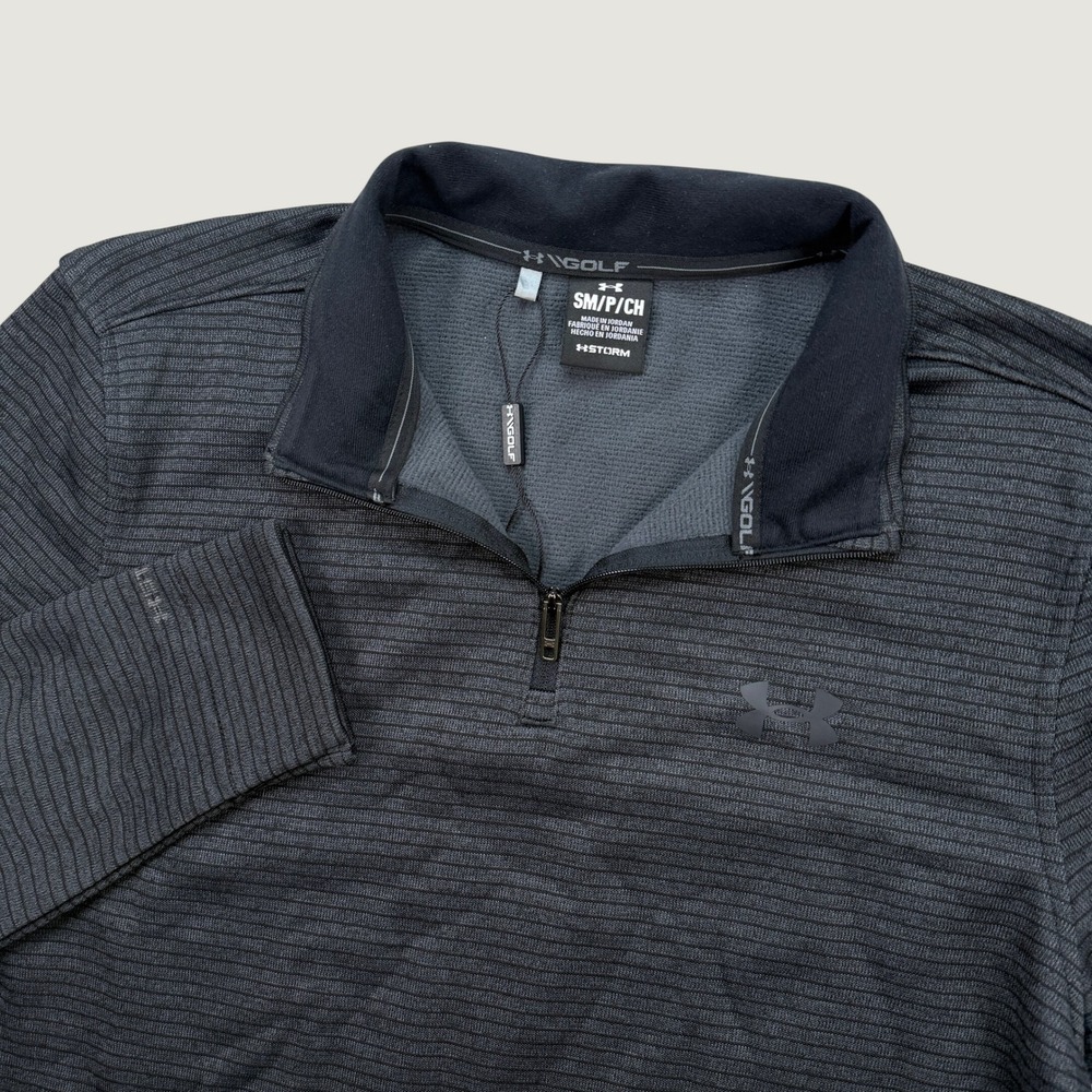 NEW Under Armour Mens SM Pullover Black Storm Golf Ribbed 1/4 Zip NWOT